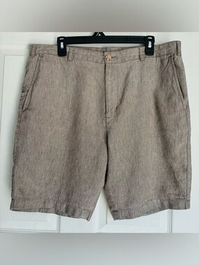 Joseph Abboud size 38 beige linen cotton modern fit shorts inseam 9”